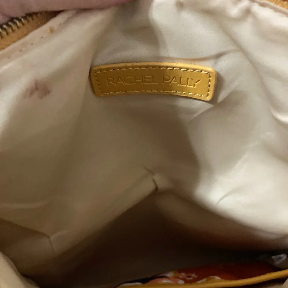 Rachel Pally Fold Over Clutch‎ Retro Orange Yellow Floral Makeup Bag